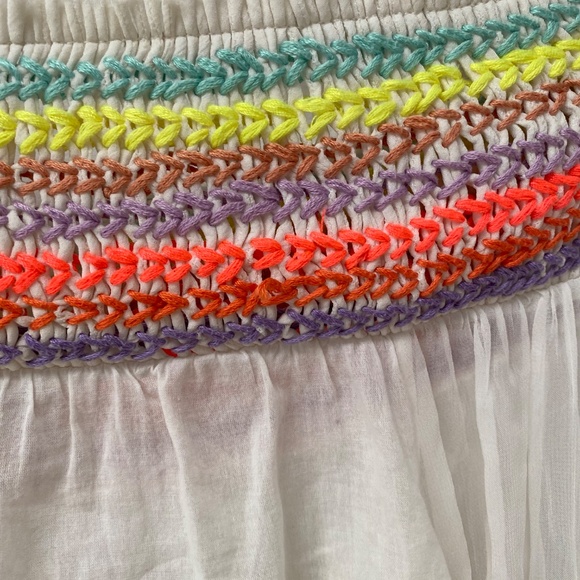 Alice + Olivia Sharyl Rainbow Peasant Embroidered Blouse Off Shldr Top XS $395 - Picture 10 of 12